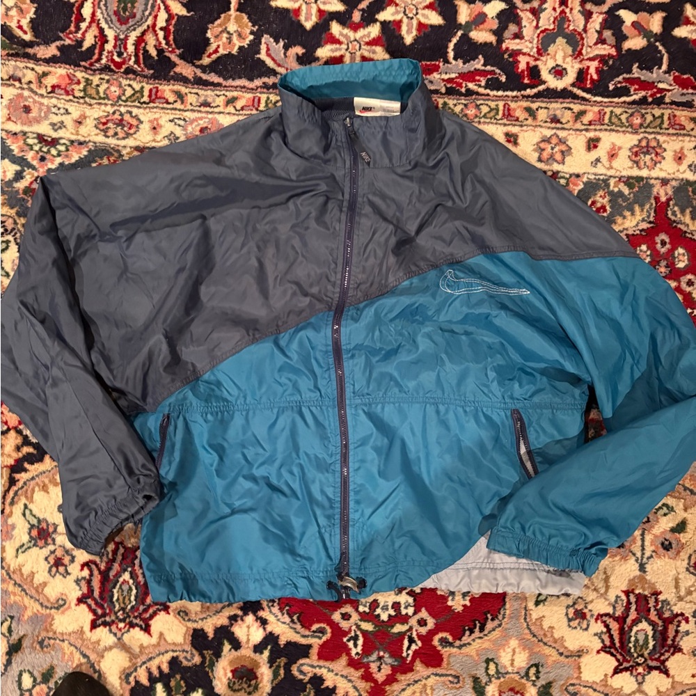 Nike Men's Dark Blue and Aqua Windbreaker